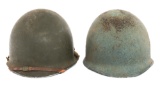 WWII US ARMY M1 COMBAT HELMETS WITH LINERS