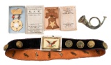 US GAR ENCAMPMENT SOUVENIR BADGES & BUTTON BELT