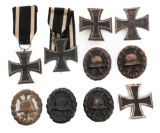 WWI IMPERIAL GERMAN IRON CROSSES & WOUND BADGES