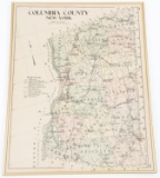 20th C. FRAMED MAP OF COLUMBIA COUNTY, NEW YORK