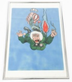 PAINTED ARMY CARTOON PARATROOPER & ASTRONAUT PRINT
