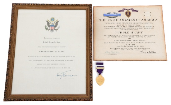 WWII US 7th ID - OKINAWA NAMED KIA PURPLE HEART