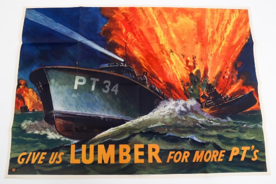 WWII US ARMY "GIVE US LUMBER FOR MORE PT's" POSTER