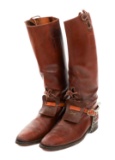 WWI BRITISH CAVALRY OFFICER BROWN LEATHER BOOTS