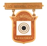1954 USMC DISTINGUISHED MARKSMAN BADGE IN 18K GOLD