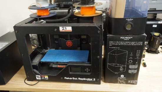 MAKER BOT REPLICATOR 2 DESK TOP 3D PRINTER C/W POLY BOX EDITION 2