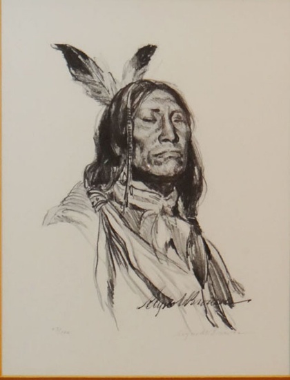 Brown, Reynold (1917-1991) Indian Portrait, pencil print, #53/100, 10" x 8"