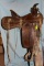 Powder River full stamped saddle, bear trap style, very good condition
