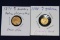 1851 & 1874 $1 Gold Coins, small hole drilled in each