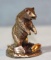Paul Geffree sterling silver grizzly bear sculpture, 2 x 2 1/2 x 2