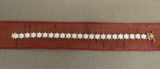Diamond tennis bracelet, 23 Diamonds, 18 KT gold plated GP, 7" long, genuin