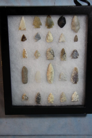 24 Plains Indian points, framed