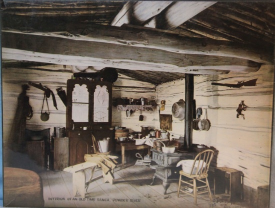 2 Huffman, L. A. prints, River Crossing, 8" x 14", sepia tone; Interior Of