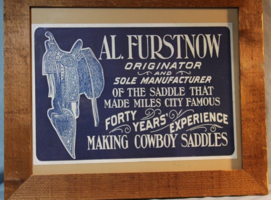 Al Furstnow advertising sign, paper board, framed, 12" x 18"