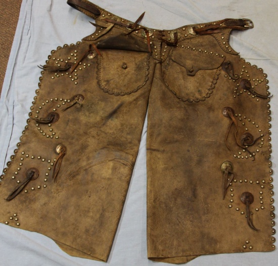 Fancy studded batwing chaps, belt replaced