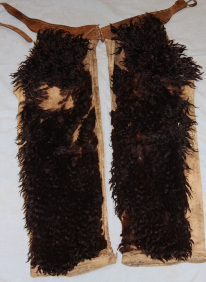 Black wooly chaps, rough