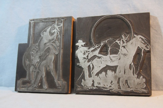 2 J. K.Ralston printers blocks, 9" x 7 and 6" X 6",