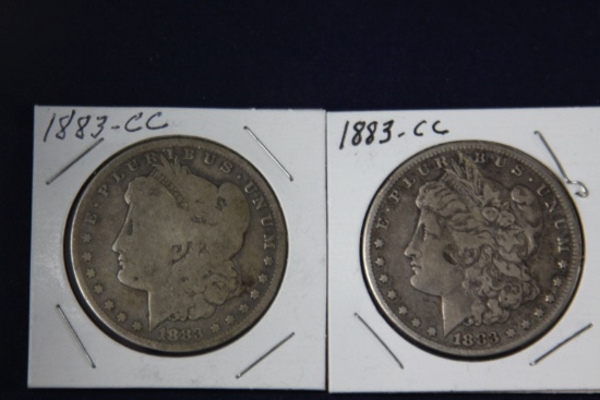 2 Morgan dollars:  1883 CC
