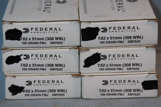 Ammo. 6 boxes Federal .308