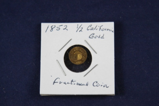 1852 $1/2 Dollar California gold Fractional coin