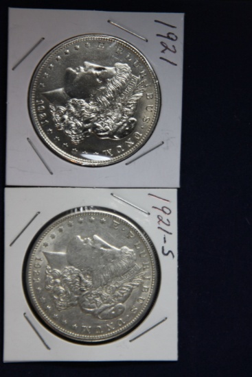 2 Morgan dollars: 1921 S, 1921