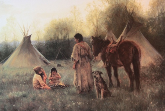 Duncan, Robert print, Dawn at the Indian Camp, 1987, 22" x 32"