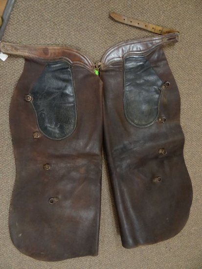 Toomey Saddle Shop batwing chaps, rough-outs, show genuine wear, bought in