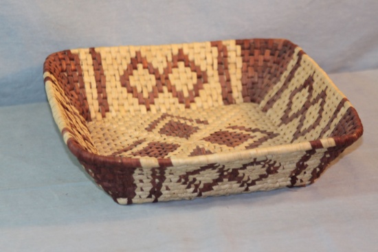 Indian woven basket, 10" x 12"; 4 Plains Indian points; 4 rattle snake ratt