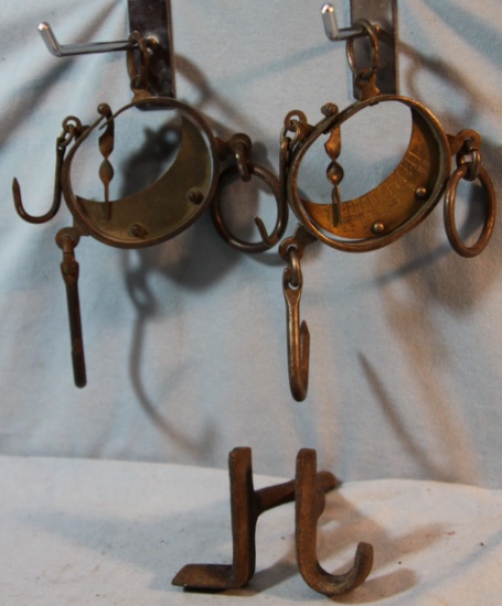 2 buffalo hide scales and sheep paint/branding iron