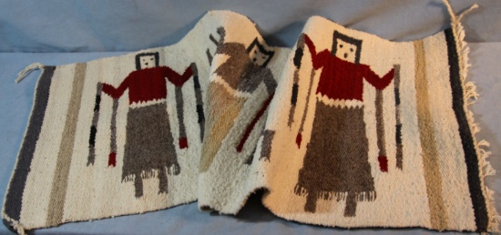 Indian woven saddle blanket and small woven table runner