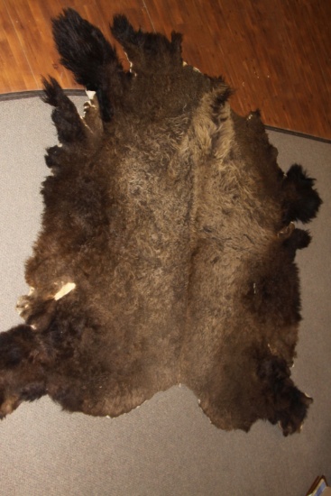 Vintage buffalo robe, 66" x 60" w
