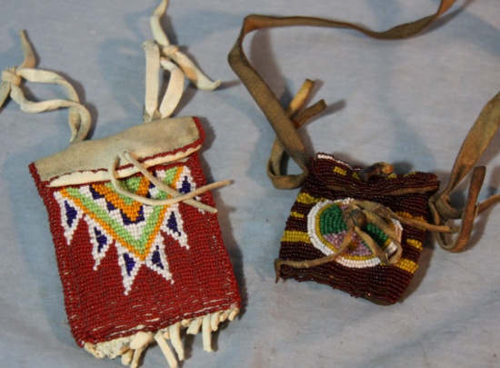 Beaded small medicine bag and strike a lite bag