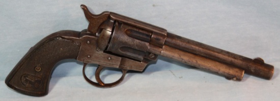 Belgium made Colt SAA-style revolver, 6" barrel, .38 cal, w/dble loop holst