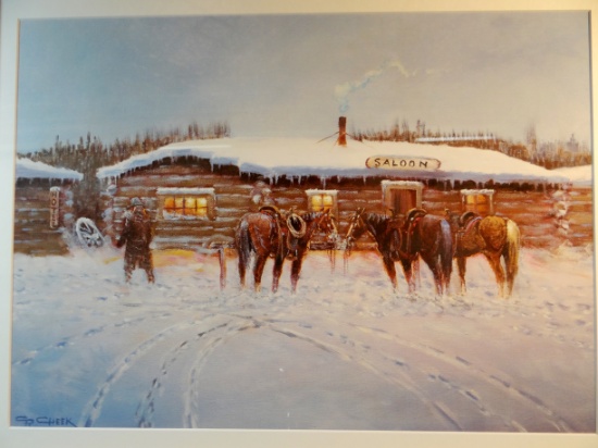 C. R. Cheek framed print, Heading To The Saloon, 14" x 20"