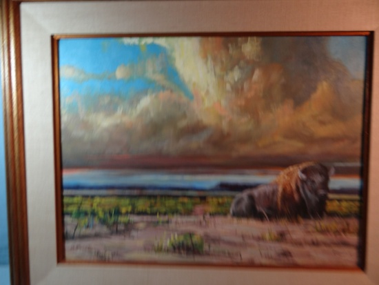 Stewart, Richard, Lone Bull, water color, 18" x 20",  signed lower left, fr
