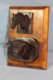 C. M. Russell bronze sculptures, Bull and Horse wall mount, 24/30, 3
