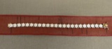 Diamond tennis bracelet, 23 Diamonds, 18 KT gold plated GP, 7