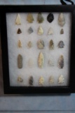 24 Plains Indian points, framed
