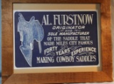 Al Furstnow advertising sign, paper board, framed, 12