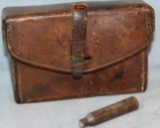 U. S. Cavalry leather cartridge box, ca. 1874 and U. S. Cavalry marked spur