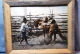 4 L. A. Huffman prints, 1st Pull of The Latigo, Buffalo Grazing, Killing Co