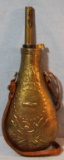 2 powder flasks, 1-brass, stamped U. S., 10