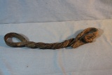 Buffalo hide/tongue scale; Vintage rawhide hobbles; Bone handled indian kni