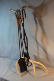 Antler fireplace tool set