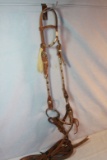 Hitched horsehair bridle w/copper snaffle bit: Harpham split ear bridel w/a