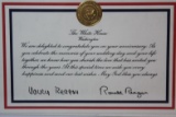 President Ronald Reagan and Nancy Reagan original signatures on Anniversary