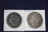 2 Morgan dollars, both 1891 CC