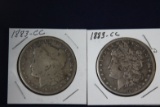 2 Morgan dollars:  1883 CC