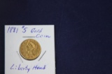 1881 $5 Liberty Head, gold coin