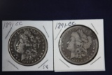 2 Morgan dollars:  1899 CC